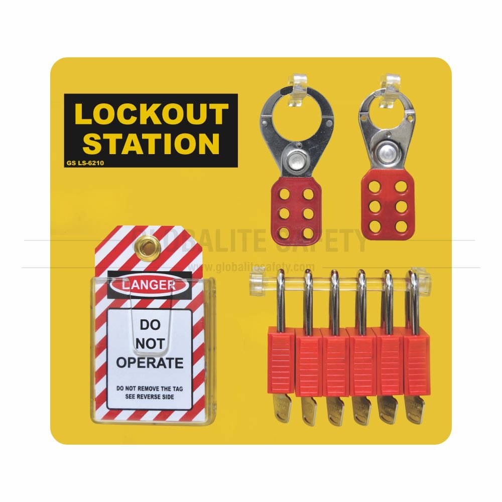 6 Padlocks Side View Lockout Station - with Accessories
