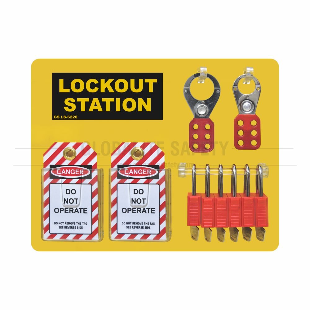 6 Padlocks Side View Lockout Station - with Accessories