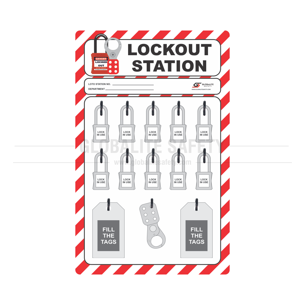 10 Padlocks Lockout Shadow Station - Without Accessories