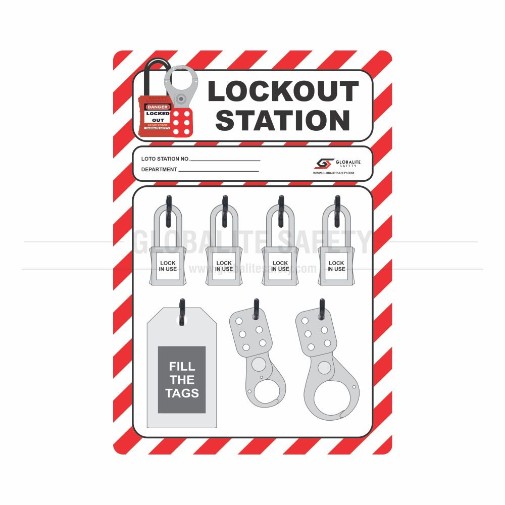 4 Padlocks Lockout Shadow Station - Without Accessories