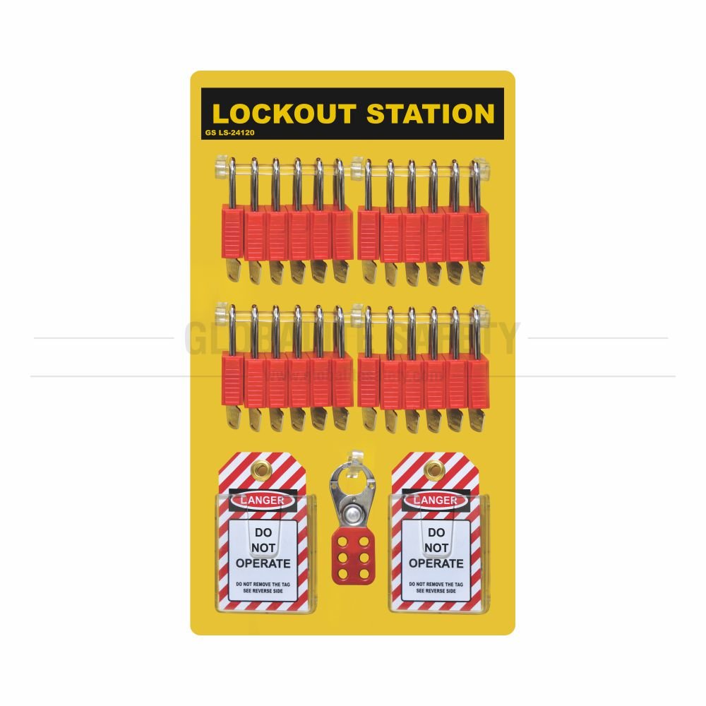 24 Padlocks Side View Lockout Station - with Accessories