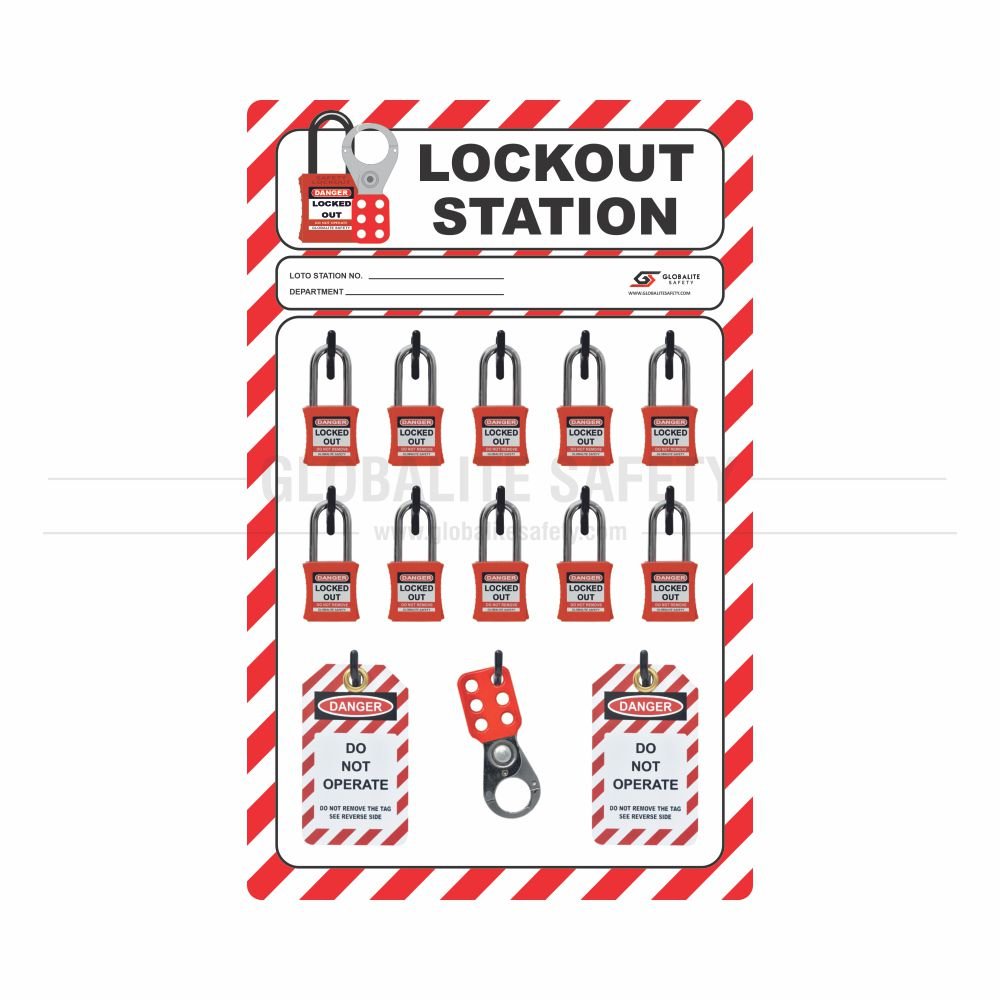 10 Padlocks Lockout Shadow Station - With Accessories