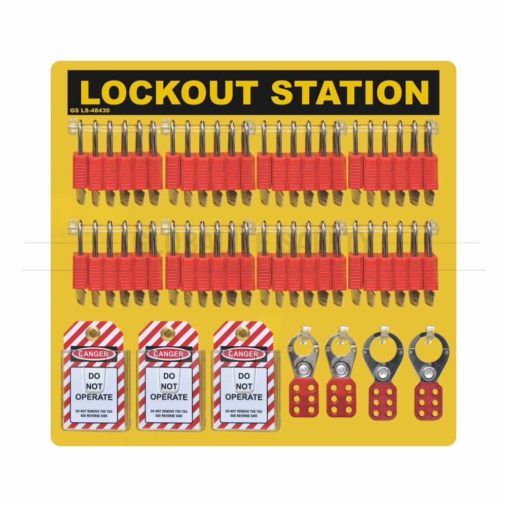 48 Padlocks Side View Lockout Station - with Accessories