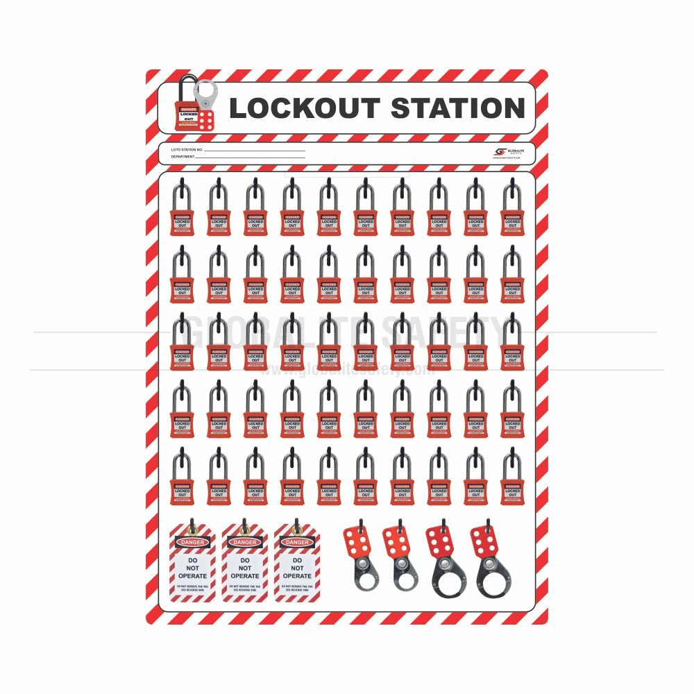 50 Padlocks Lockout Shadow Station - With Accessories