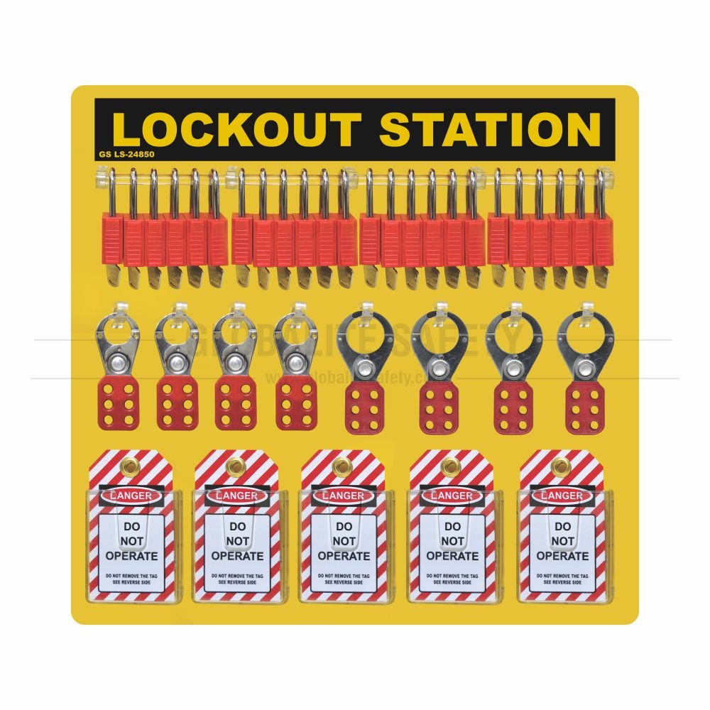 24 Padlocks Side View Lockout Station - with Accessories