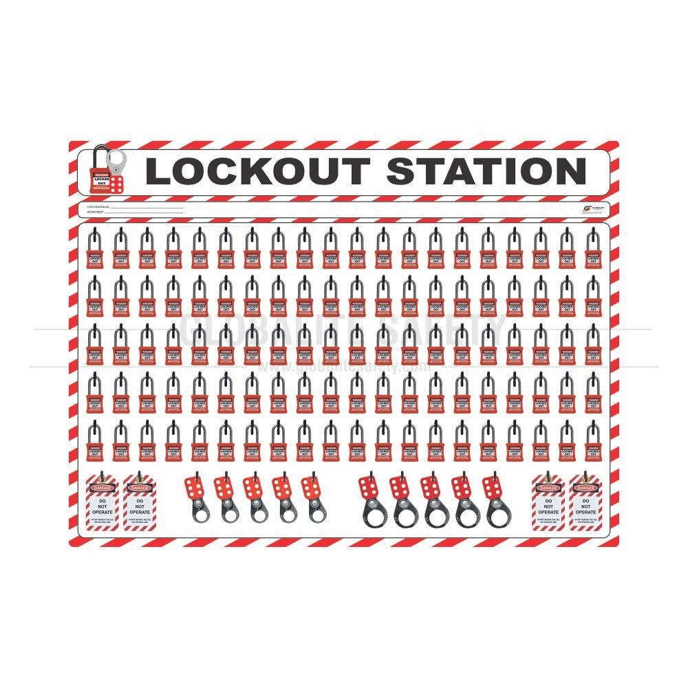 100 Padlocks Lockout Shadow Station - With Accessories
