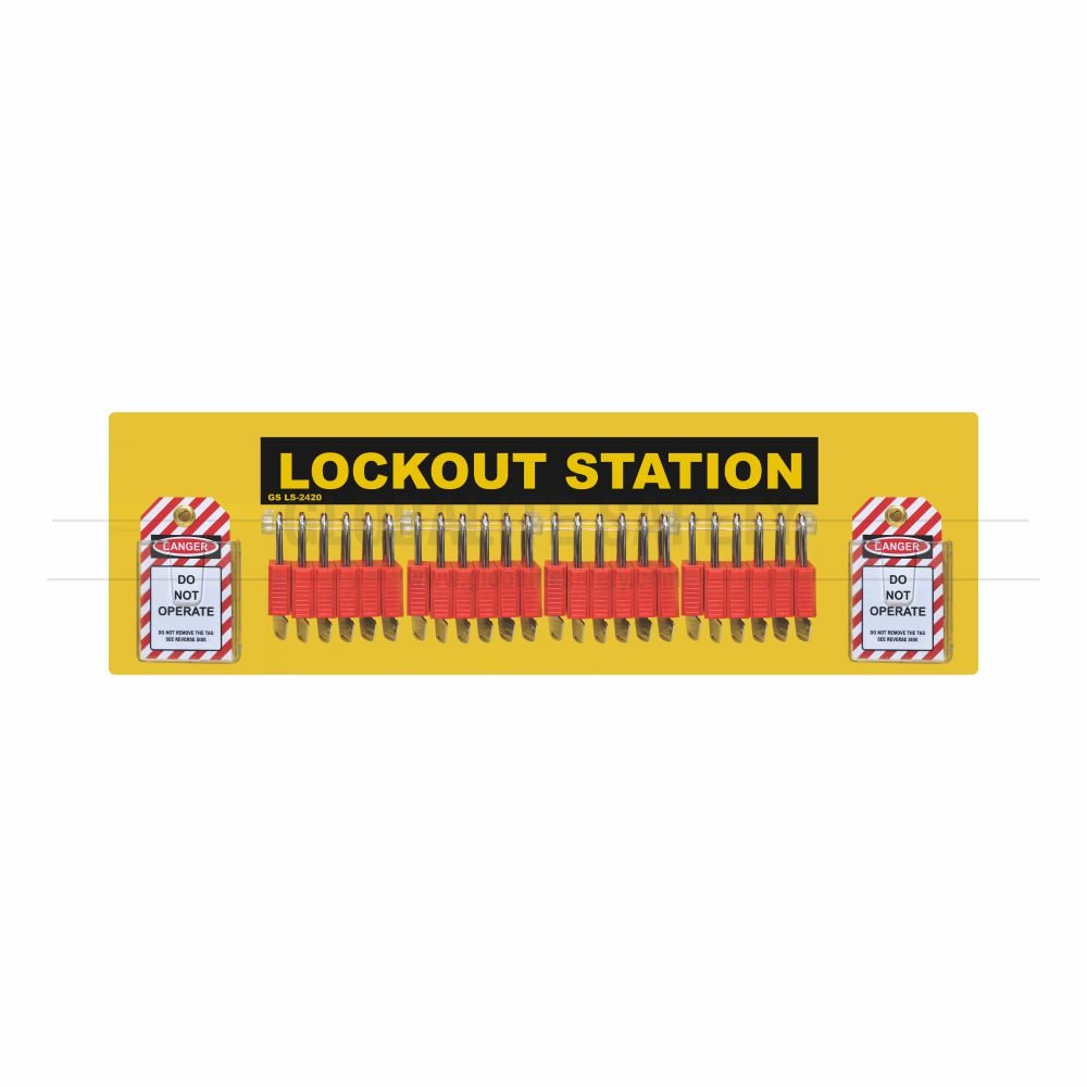 24 Padlocks Side View Lockout Station - with Accessories