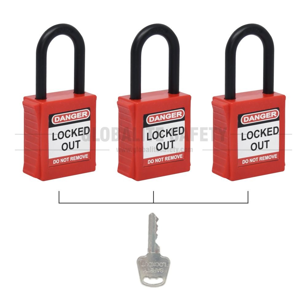 Safety Lockout Padlock with Regular De-Electric Nylon Shackle - Key Alike