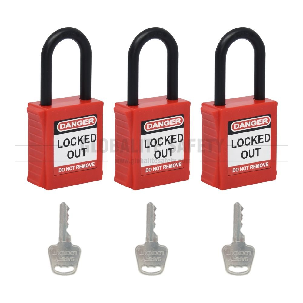 Safety Lockout Padlock with Regular De-electric Nylon Shackle - Key Different