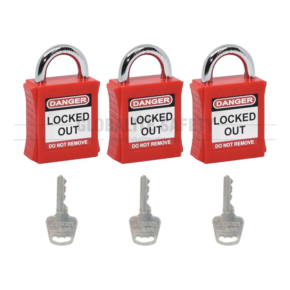 Safety Lockout Padlock with Small Steel Shackle - Key Different