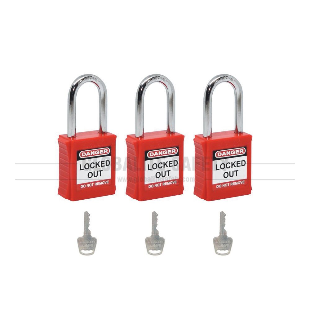 Safety Lockout Padlock with Regular Steel Shackle - Key Different