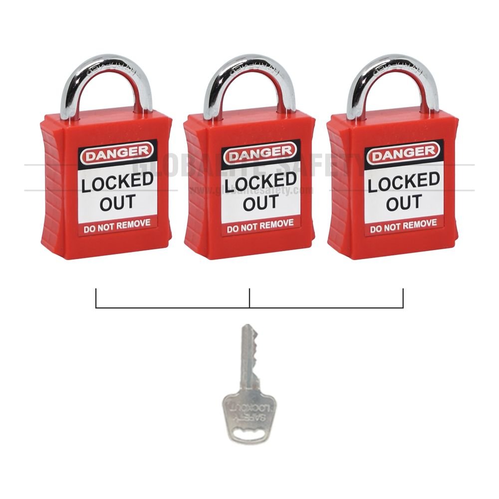 Safety Lockout Padlock with Small Steel Shackle - Key Alike