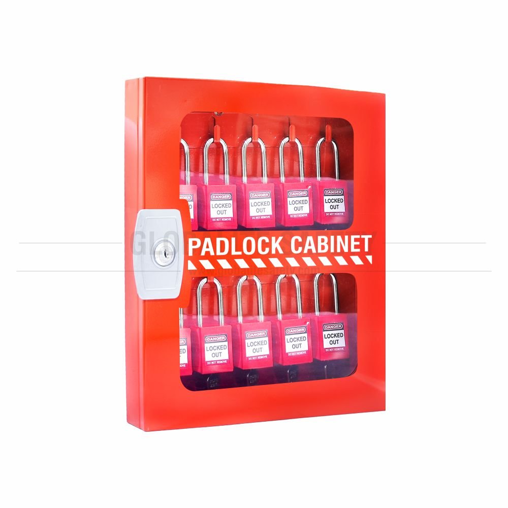 Padlock Cabinet with 10 Hooks - Clear Fascia