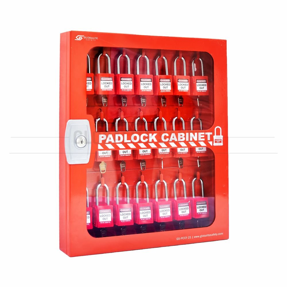 Padlock Cabinet with 21 Hooks - Clear Fascia