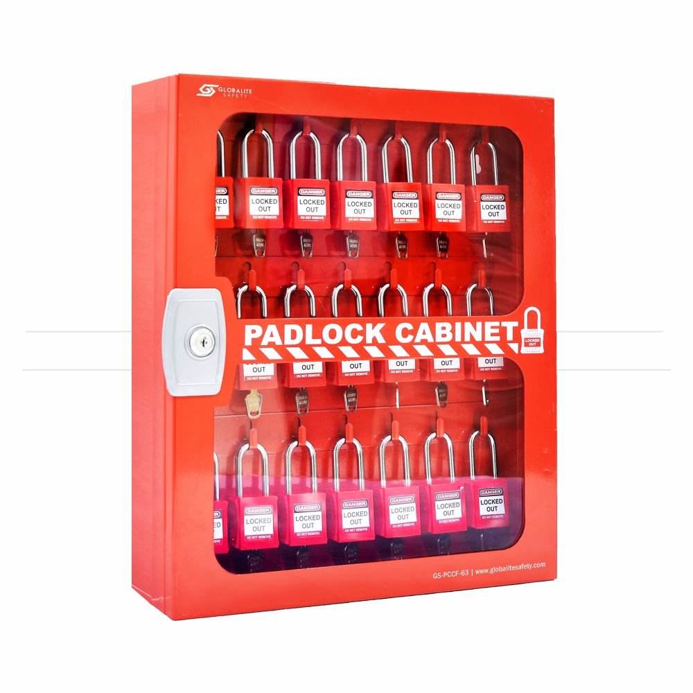 Padlock Cabinet with 63 Hooks - Clear Fascia
